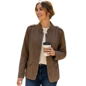 REITMANS SPORTβ 100% Cotton Utility Jacket Brown Sz L Lightweight Military Style